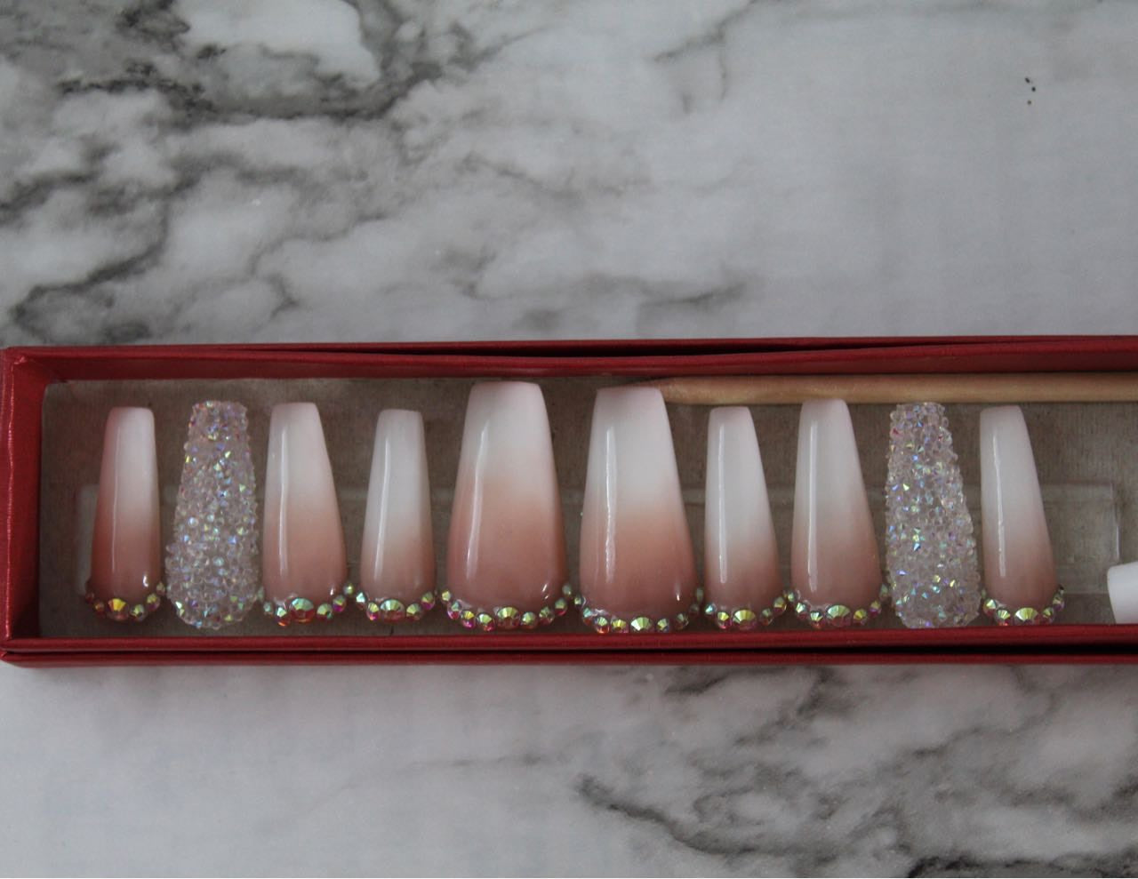 White and nude ombr