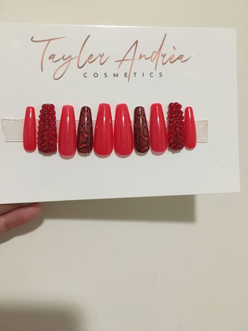 Red Snake Skin Nail Set