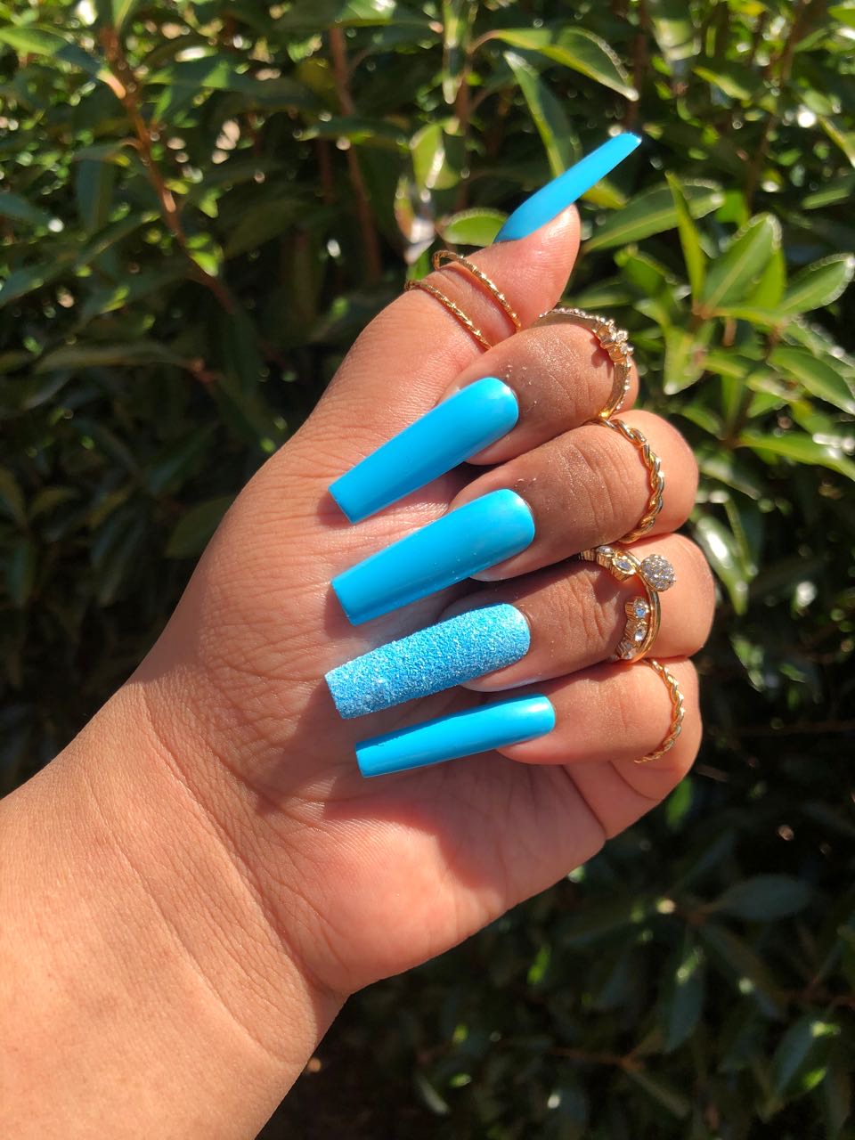 Baby blue Glitter Press-on set