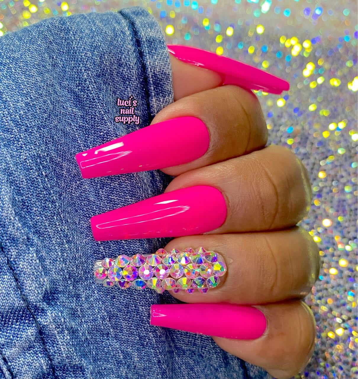 Hot Pink Bling Nails