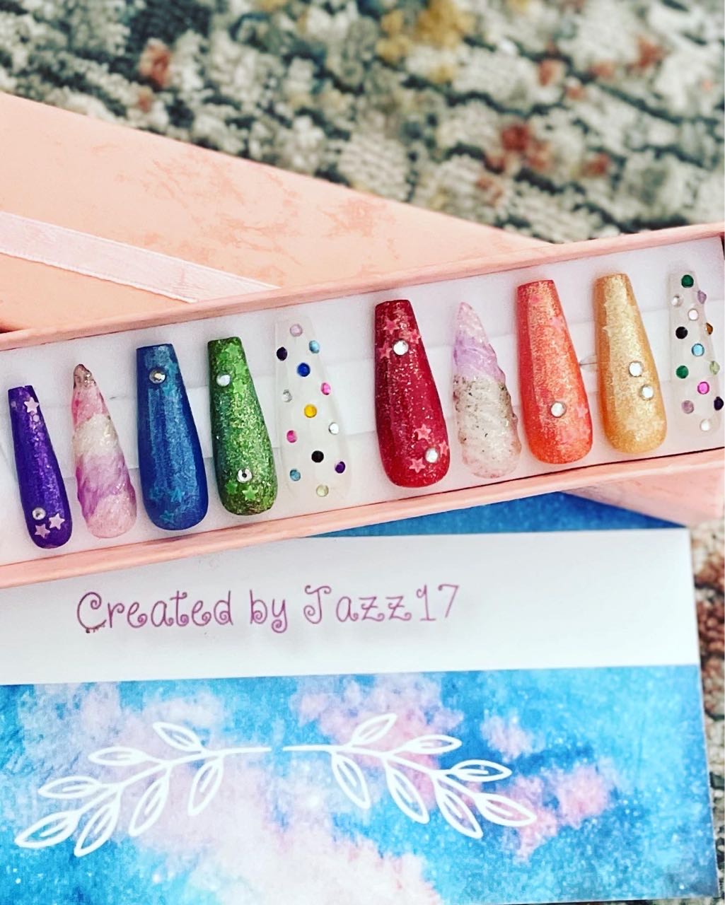 Rainbow Unicorn Press On Nails | Glow In The Dark | Fake Nails | Glue On Nails | Stick On Nails