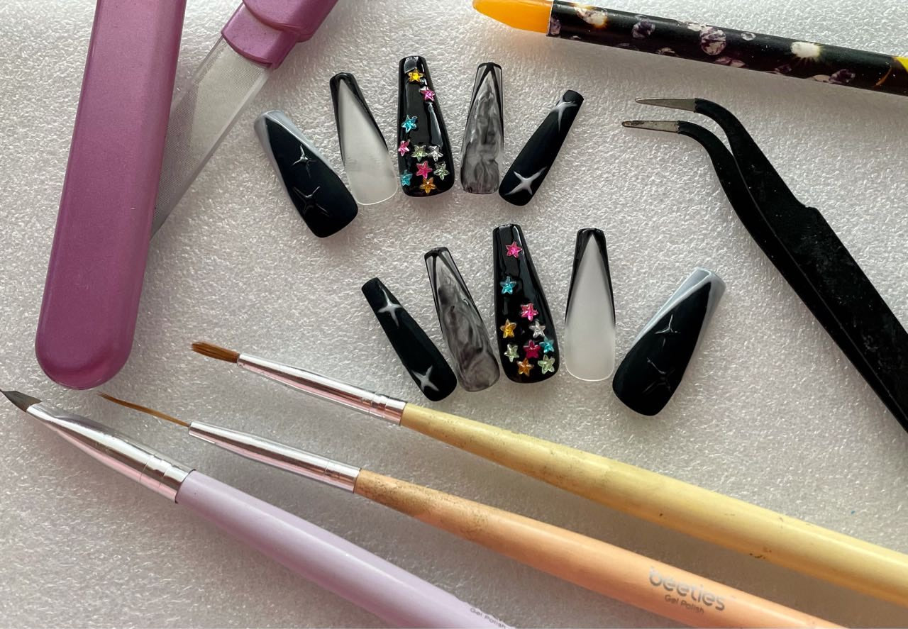 Glow In The Dark Black and Clear Pride Press On Nails | Fake Nails | Glue On Nails | Stick On Nails