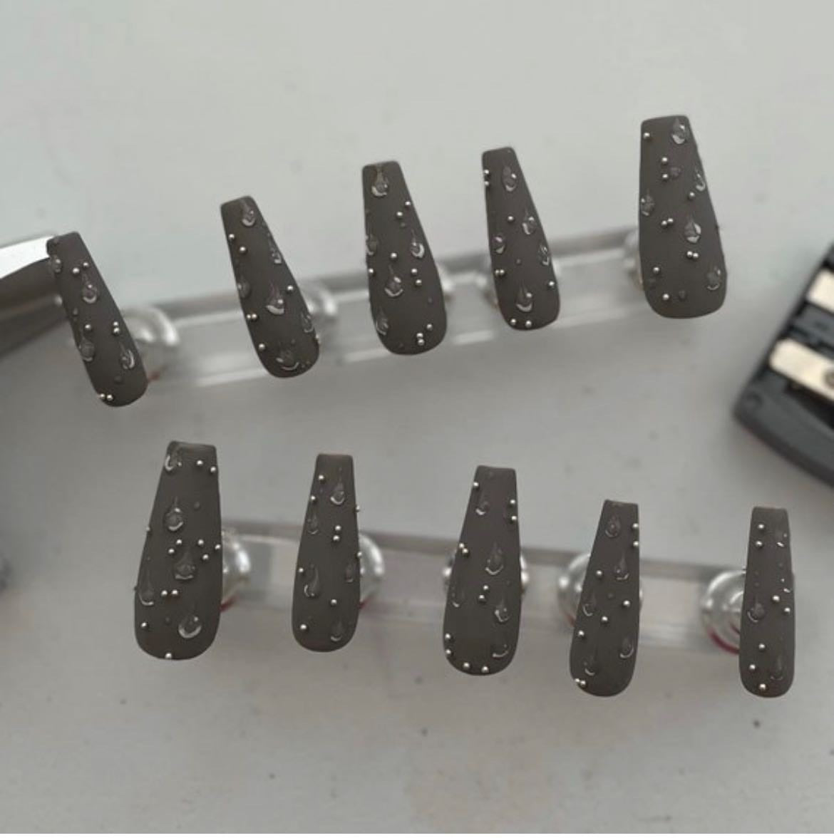 Matte Gray Moody Press On Nails | Fake Nails | Glue On Nails | Stick On Nails