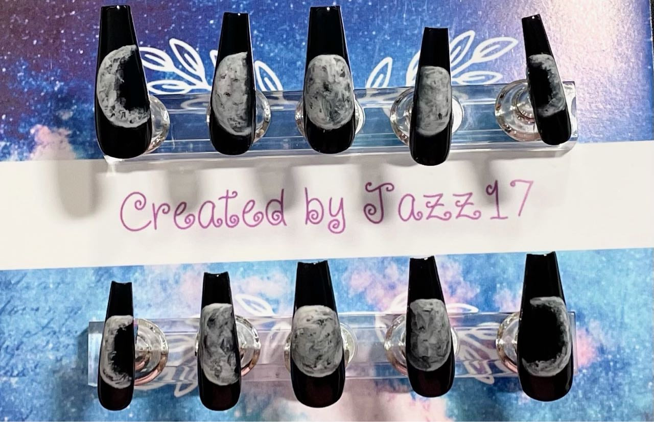 Glow in the Dark Moon Phase Press On Nails | Fake Nails | Glue On Nails | Stick On Nails