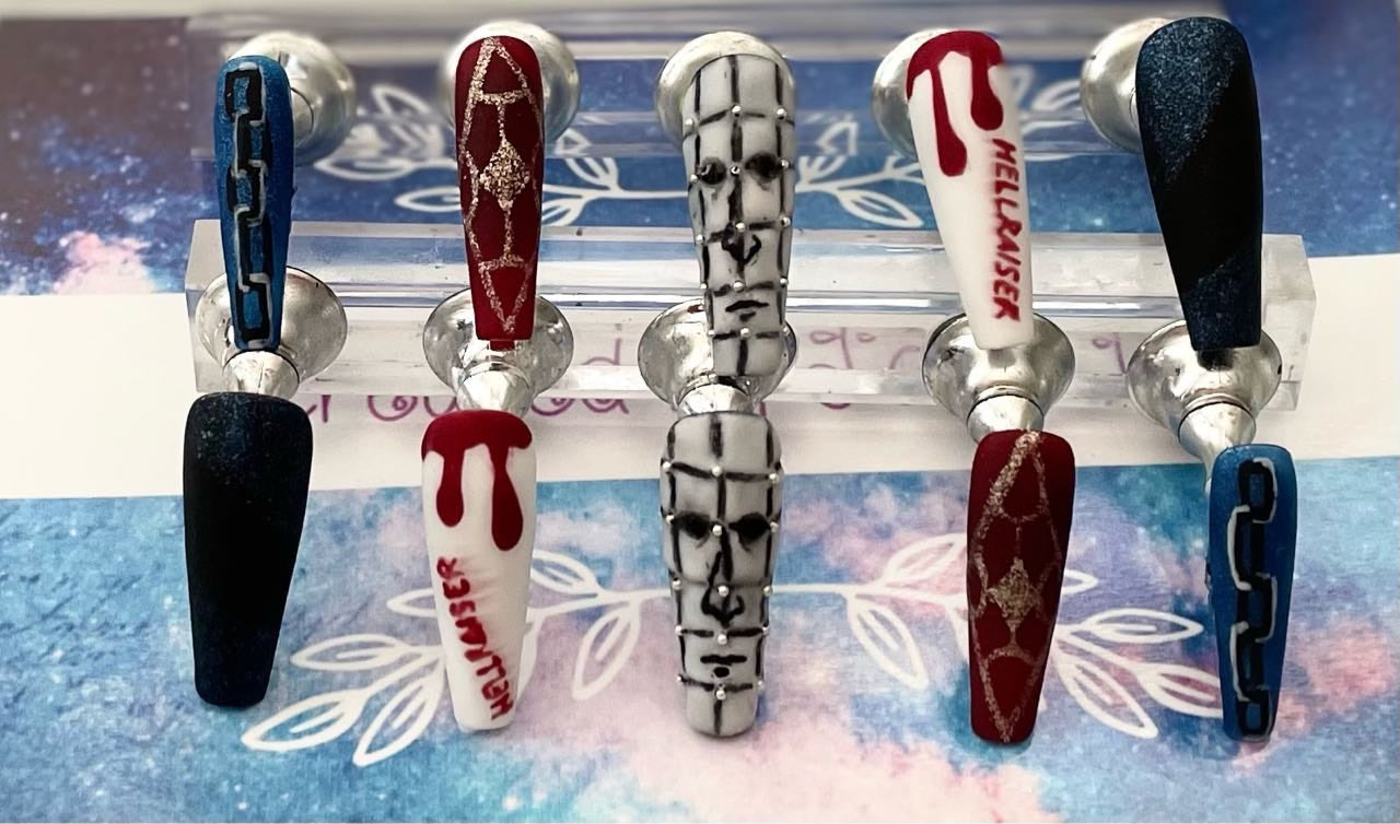 Hellraiser Nail Art Press On Nails | Halloween | Fake Nails | Glue On Nails | Stick On Nails