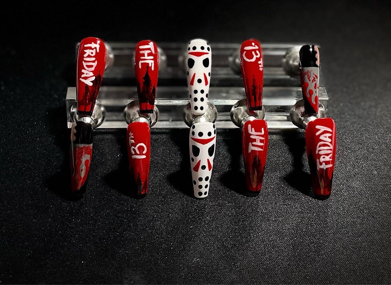 Friday the 13th Nail Art Press On Nails | Halloween | Fake Nails | Glue On Nails | Stick On Nails