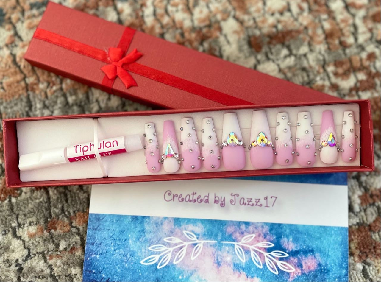 Frosted Diamonds Press On Nails | Fake Nails | Glue On Nails | Stick On Nails