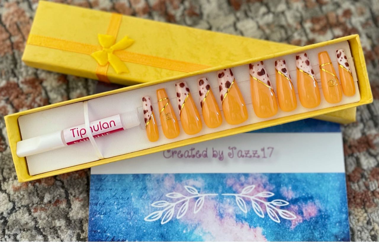 Yellow Animal Tips | Fake Nails | Glue On Nails | Stick On Nails