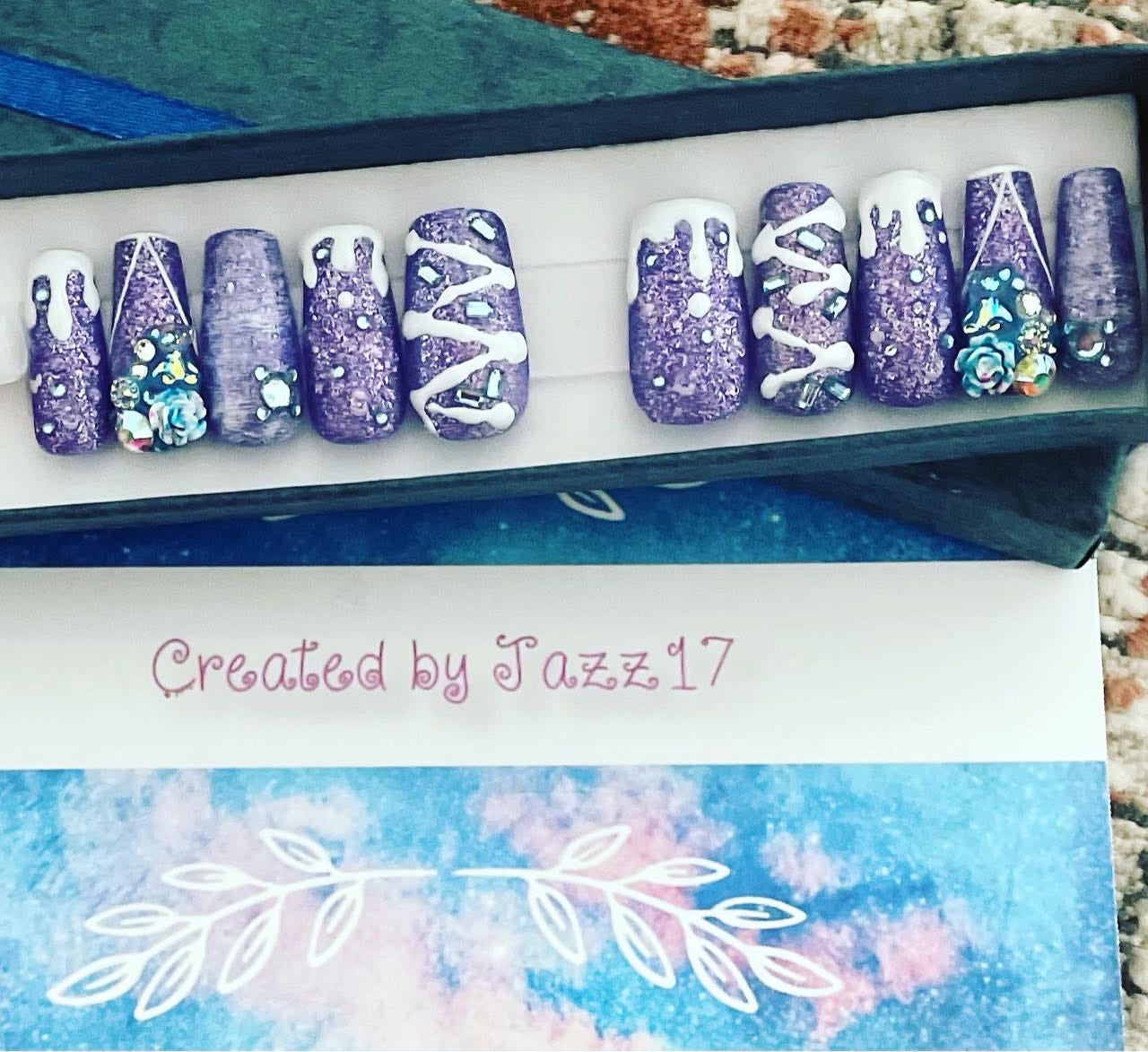 Blueberry with Drizzles and Sprinkles Press On Nails | Fake Nails | Glue On Nails | Stick On Nails