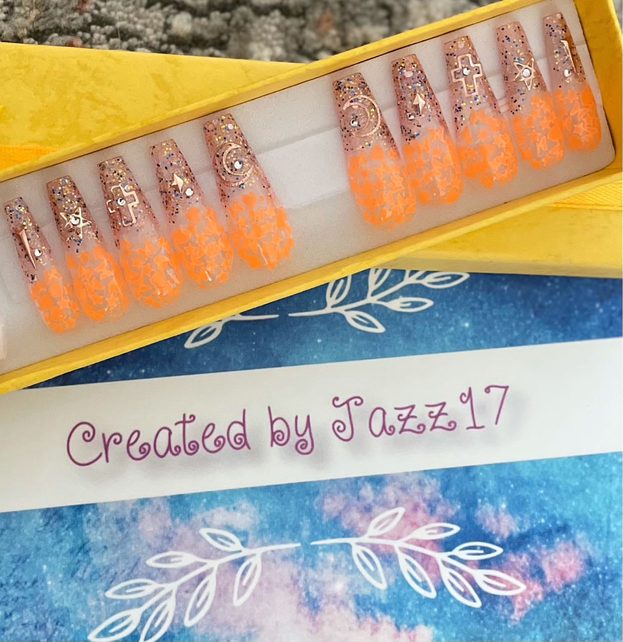 Glow In The Dark Neon Orange Press On Nails | Fake Nails | Glue On Nails | Stick On Nails