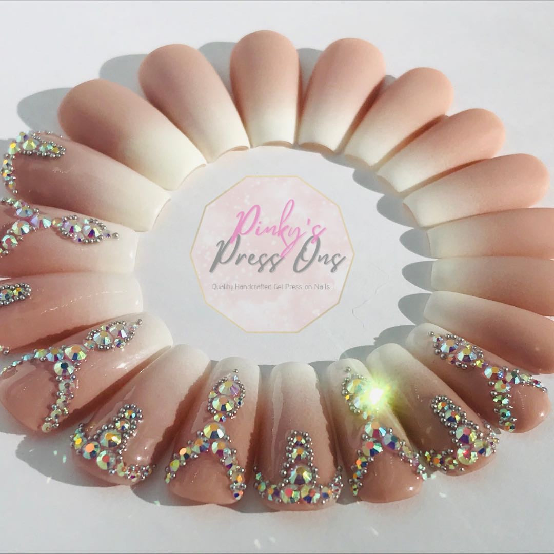 Nude Ombr  Bling Nails