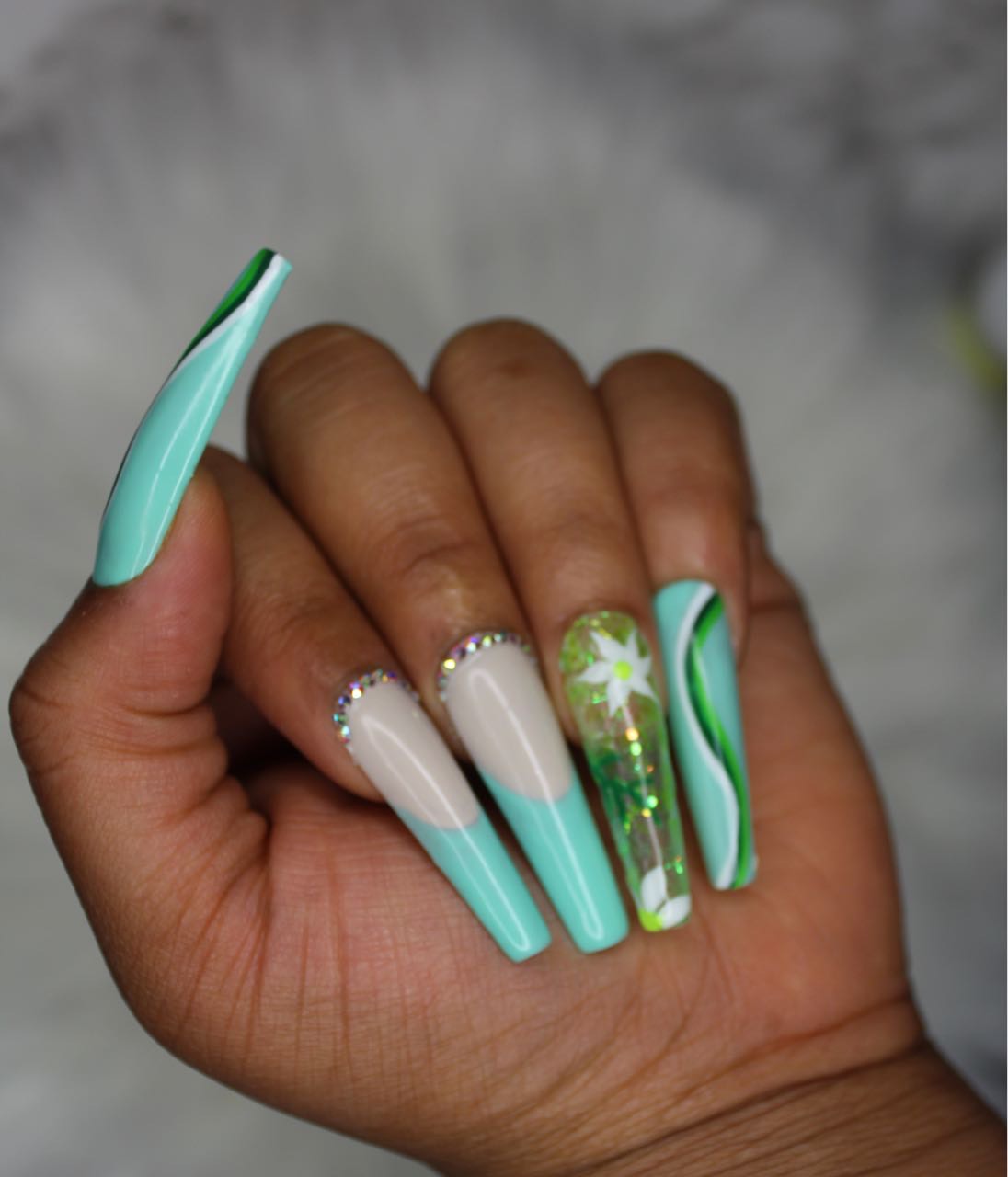 Mint green French tip