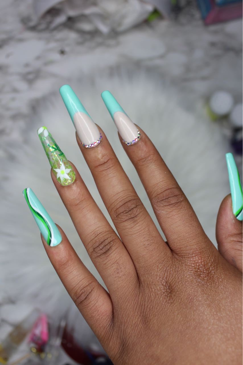 Mint green French tip