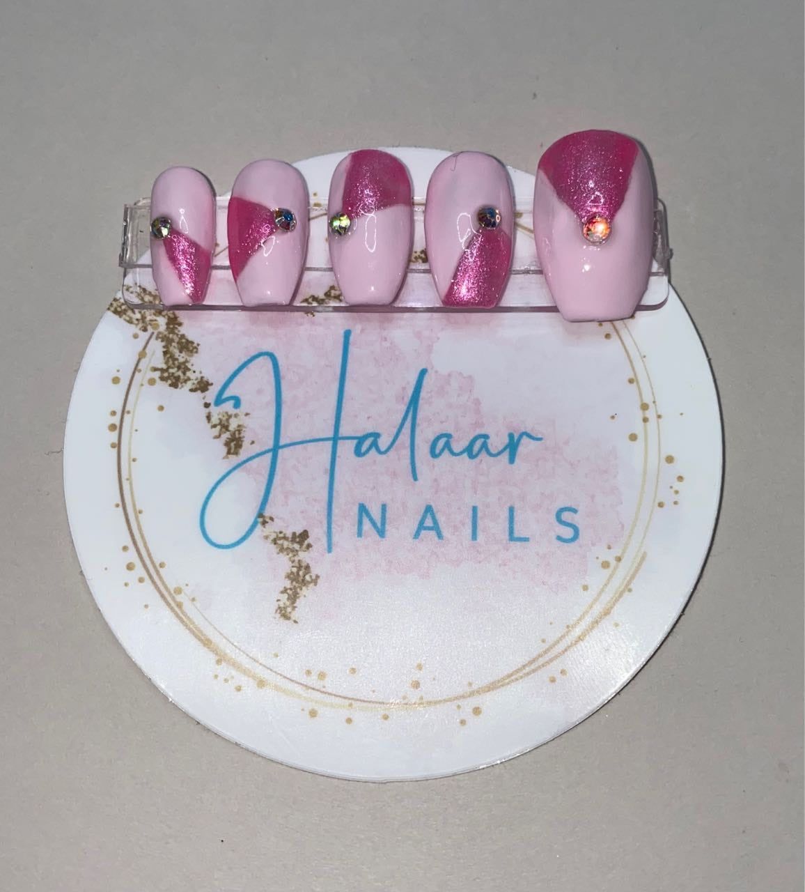 Pink bling nails