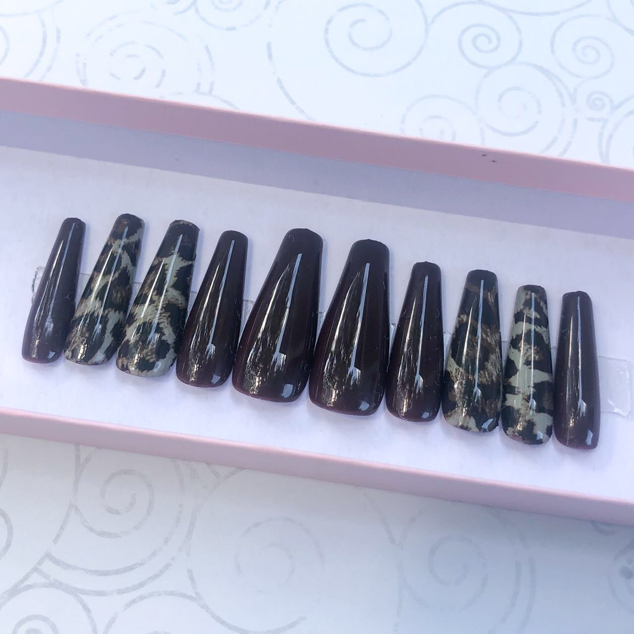 Brown Nails With Cheetah Accents
