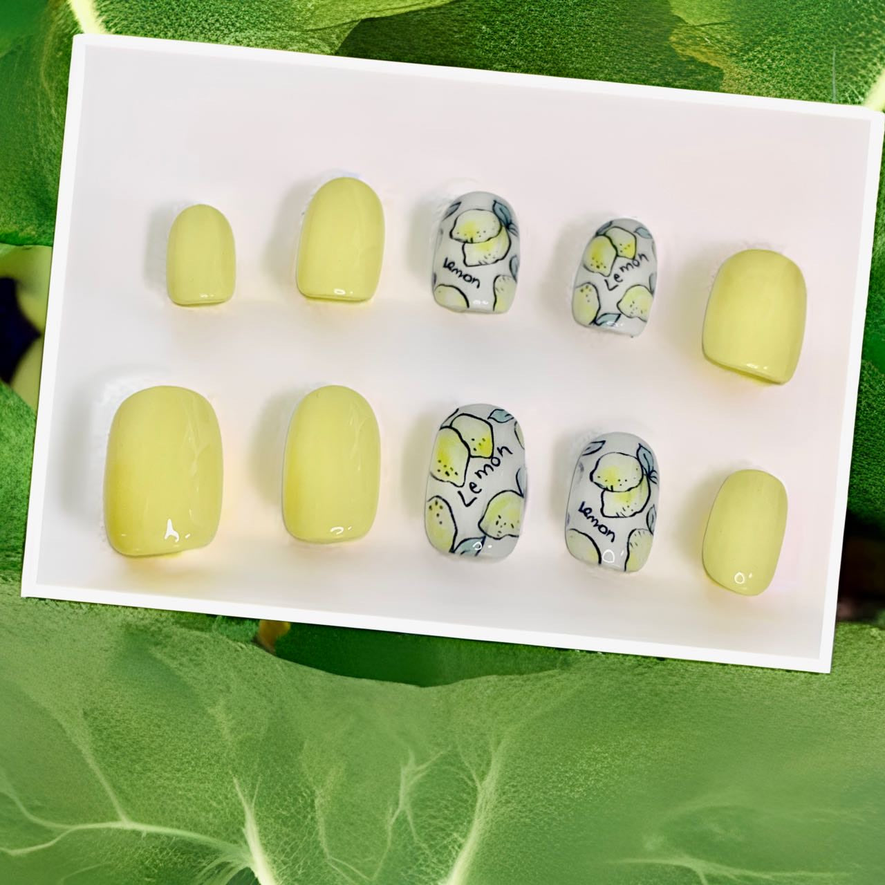 Lemon Pastel Spring Nails