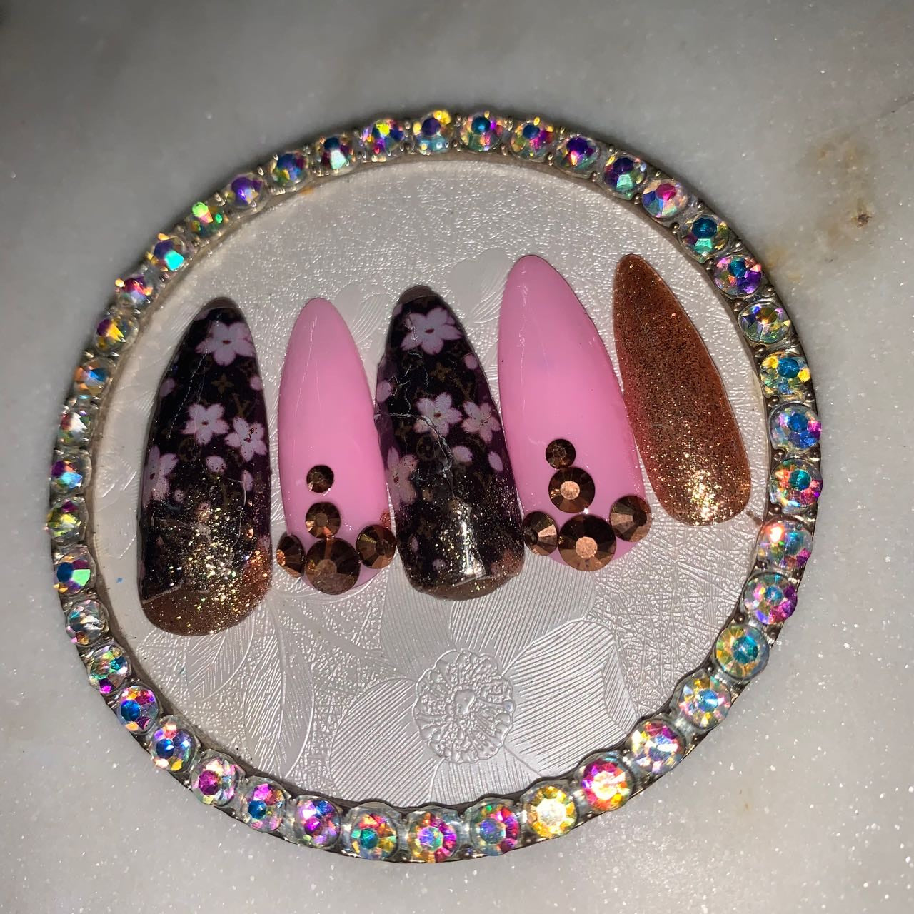 Brown Pink Floral