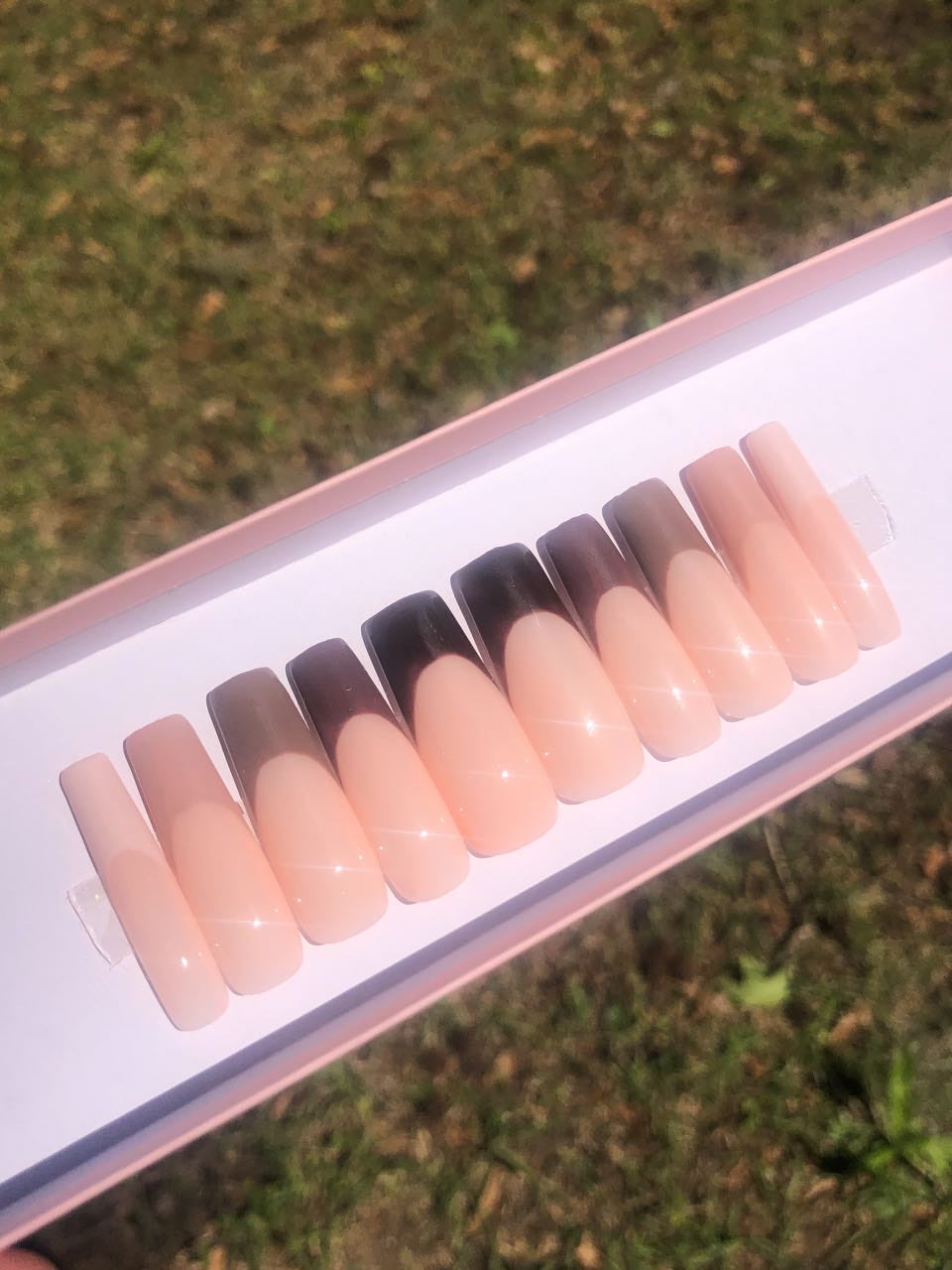 Brown Ombr  French Tips