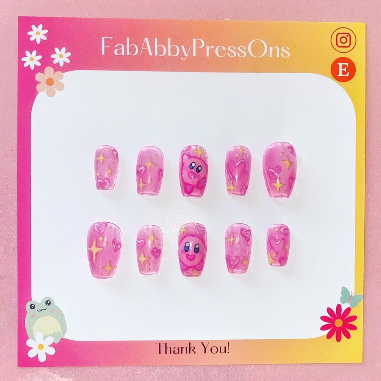 Pink Jelly Kirby Press Ons
