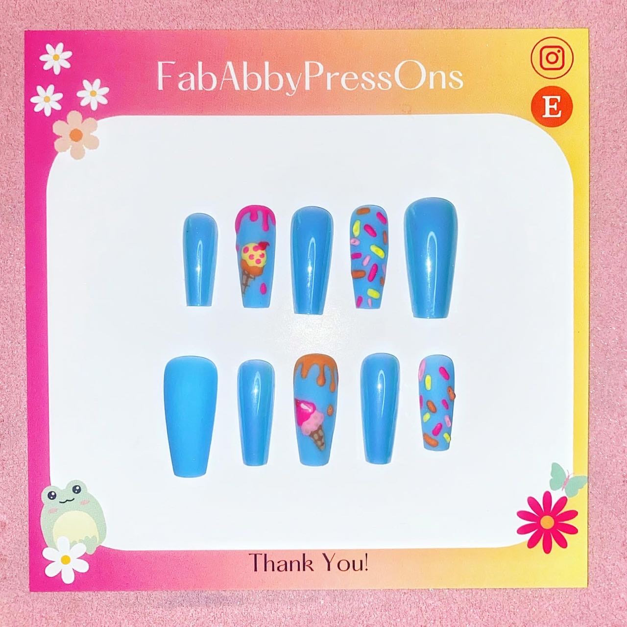 Blue Ice Cream Nails