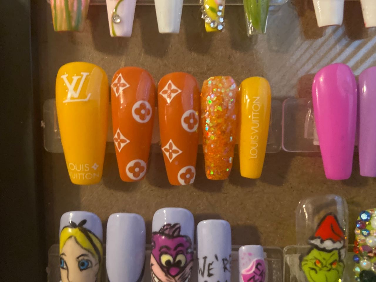Orange lv nails