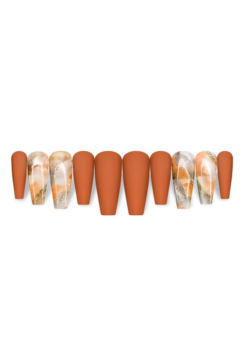 Harvest  Press On Nails | Marble Nails