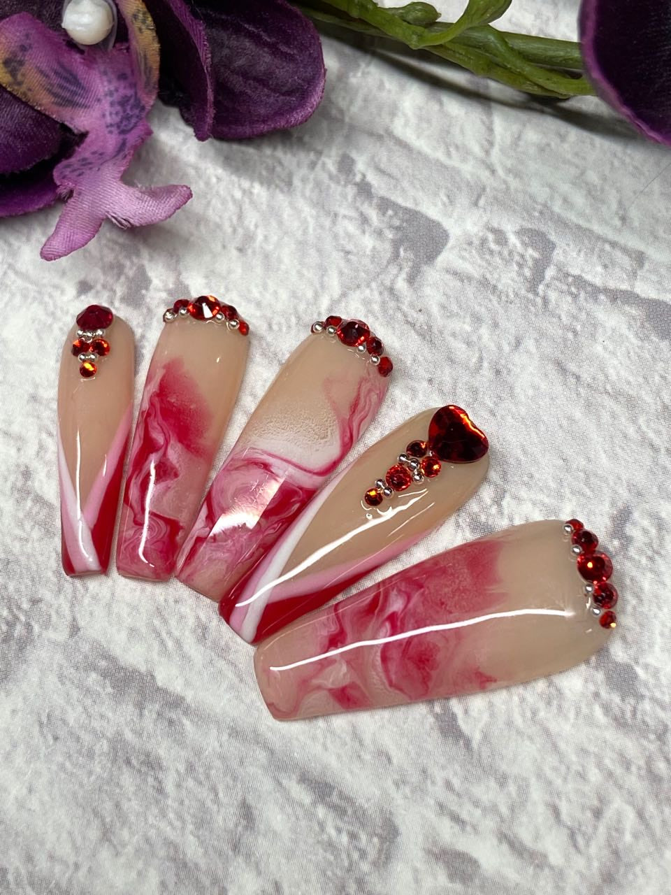 Red valentines full cover marble