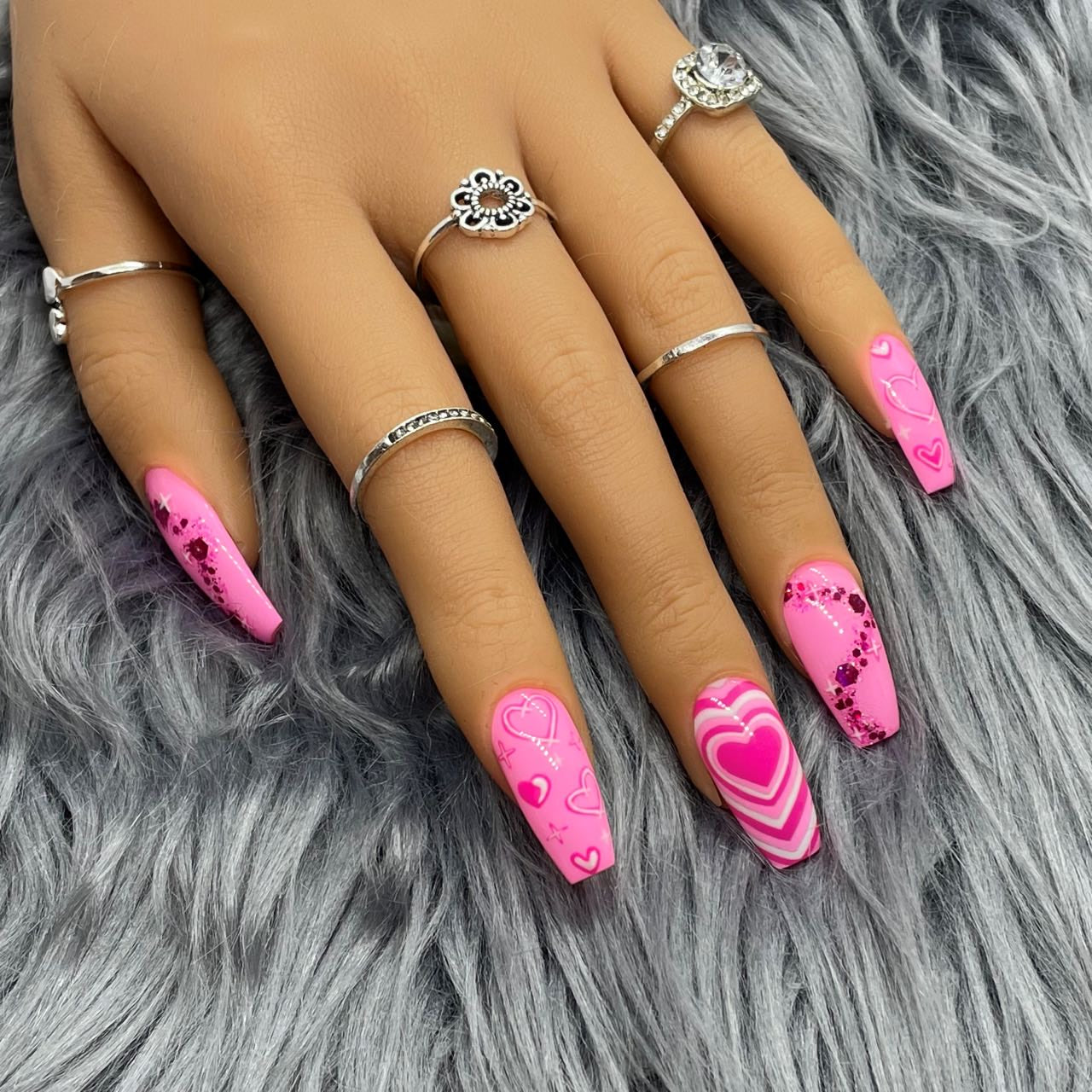 Love Heart Press On Nails