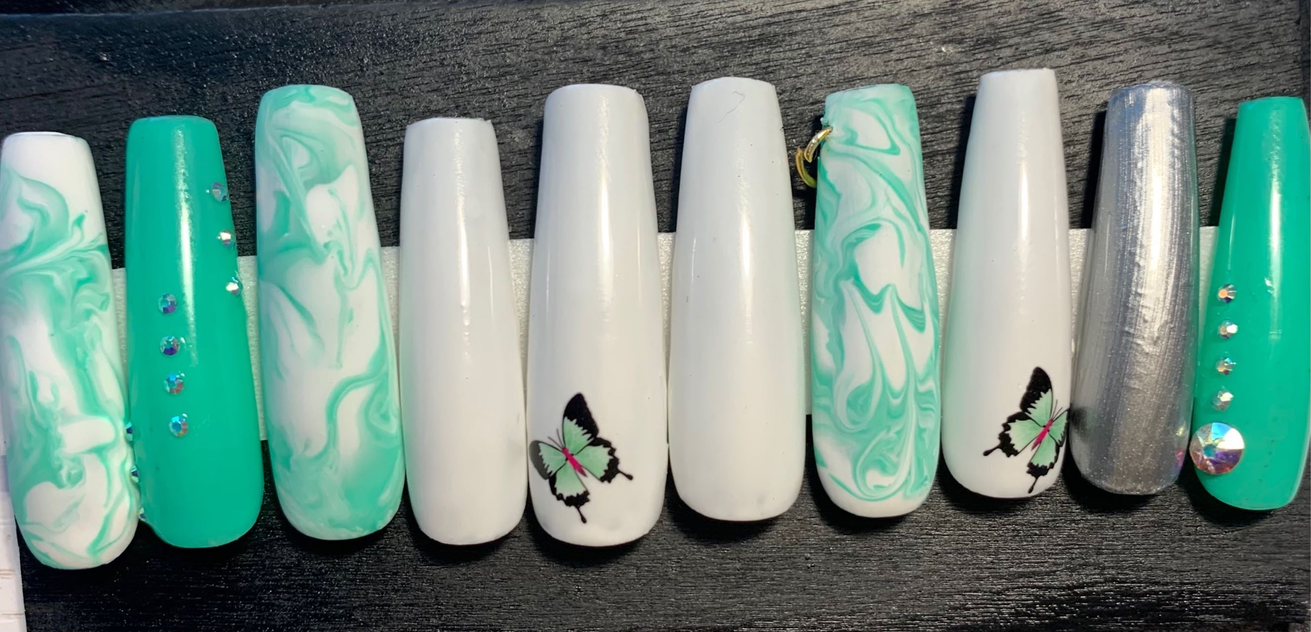 Teal + White Marble Butterfly