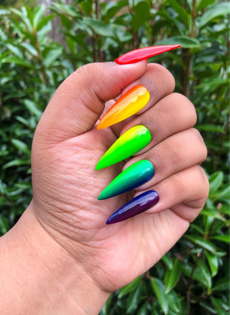 Rainbow ombr  nails
