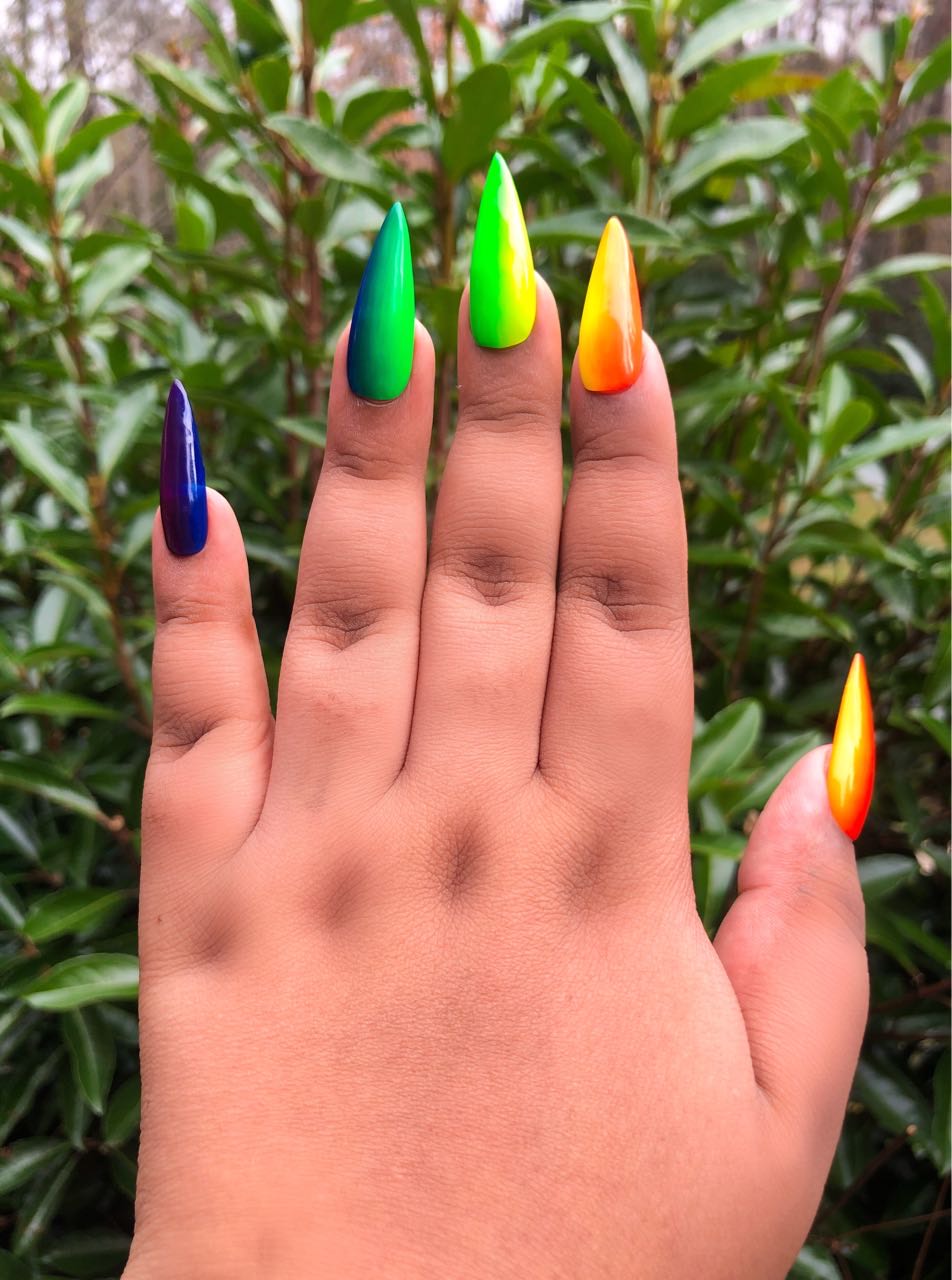 Rainbow ombr  nails