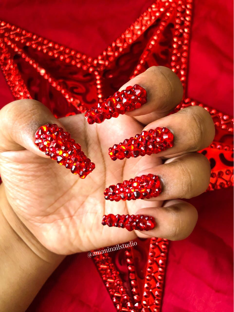 Red Swarovski Press-on set