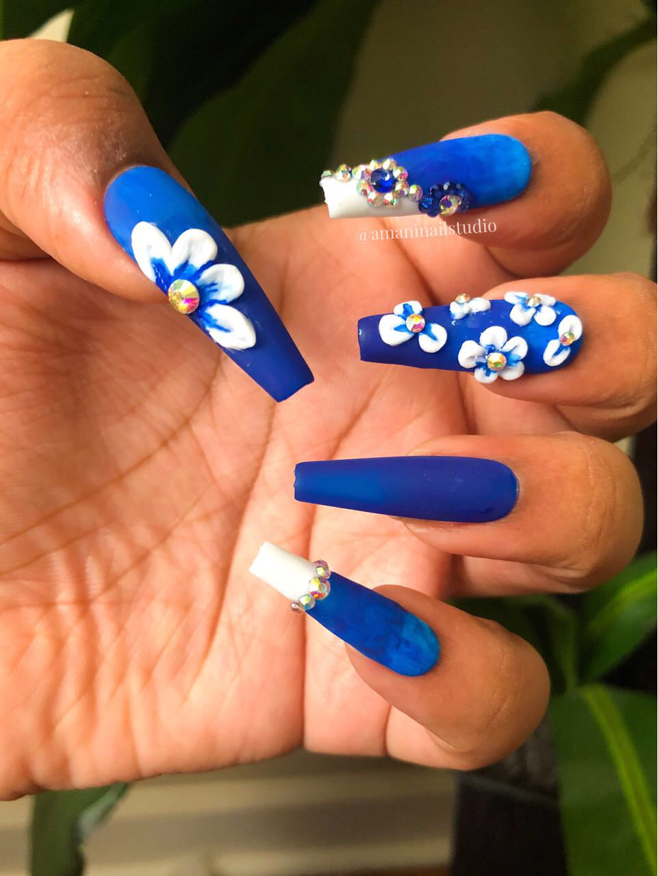 Blue Floral Ombr  Press-on set