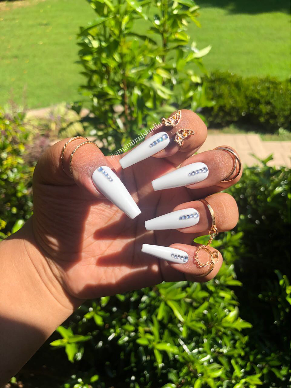 White bling Press-on set