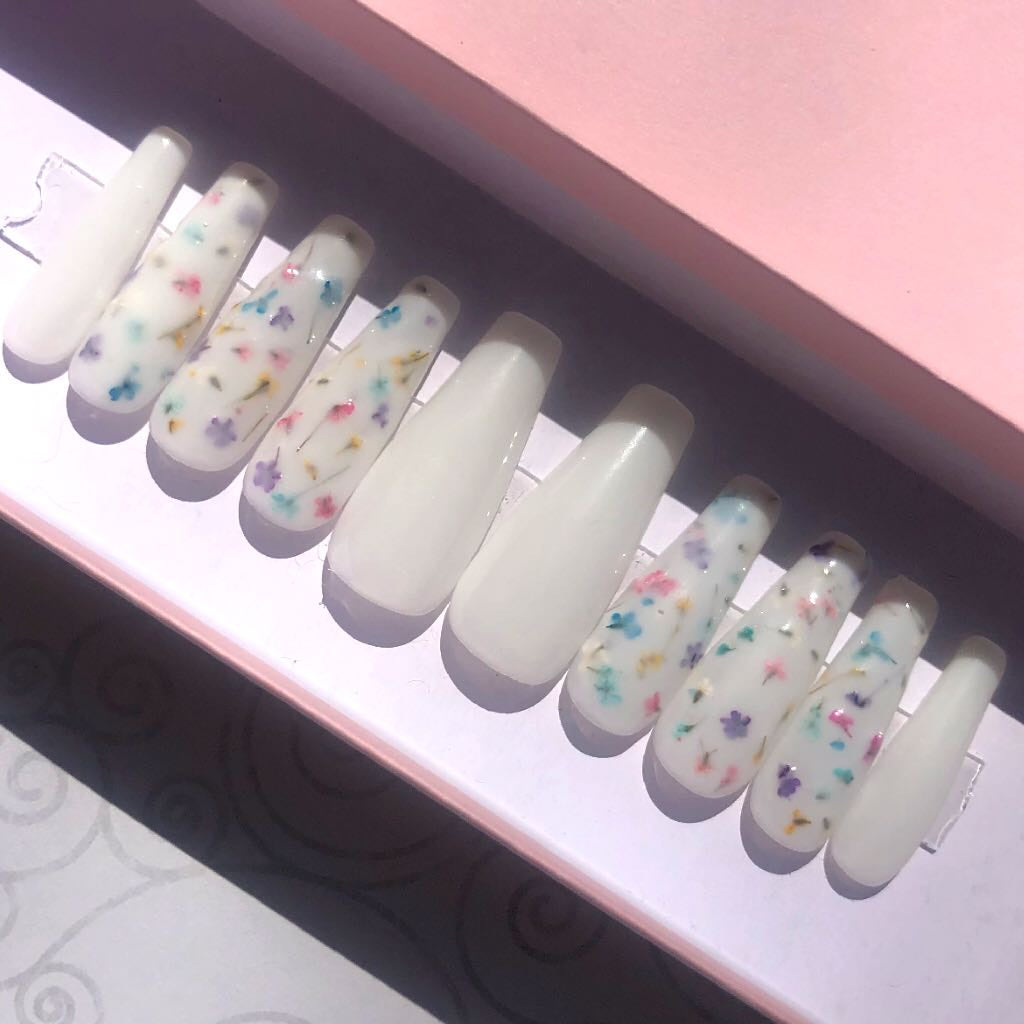 Milk Bath Floral Nails