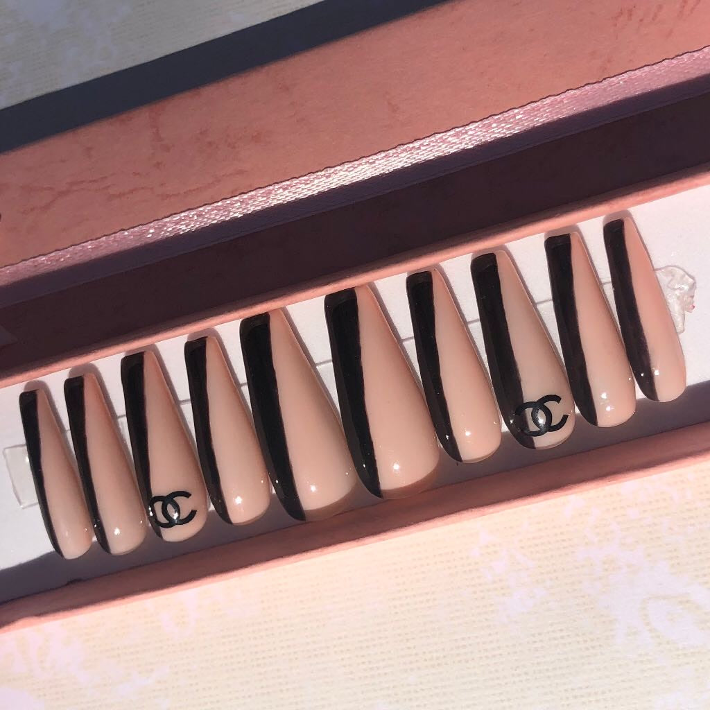 Black & Nude Designer Nails