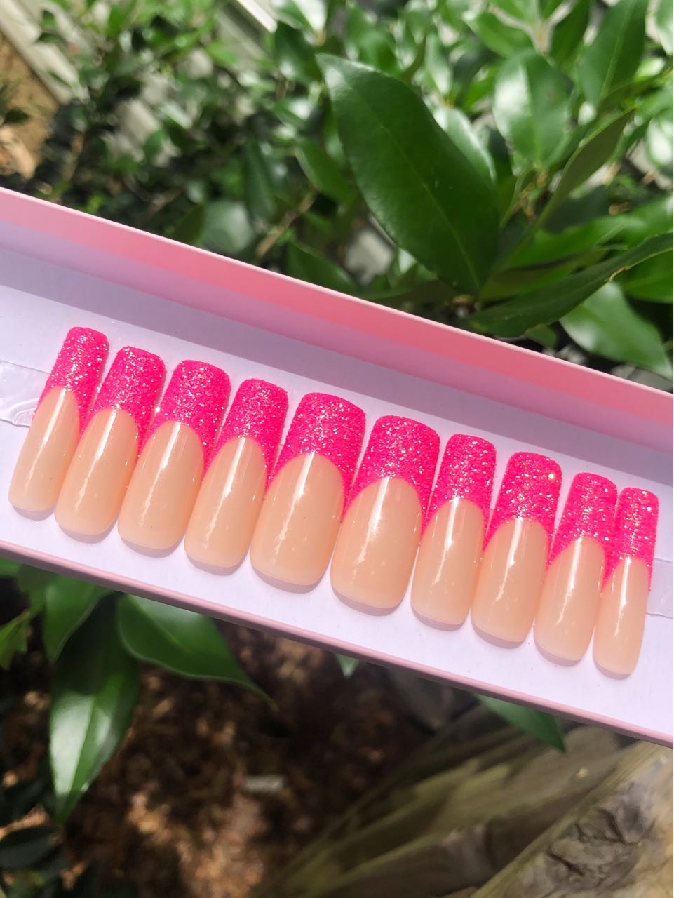 Pink French Tip Sugar Glitter Set