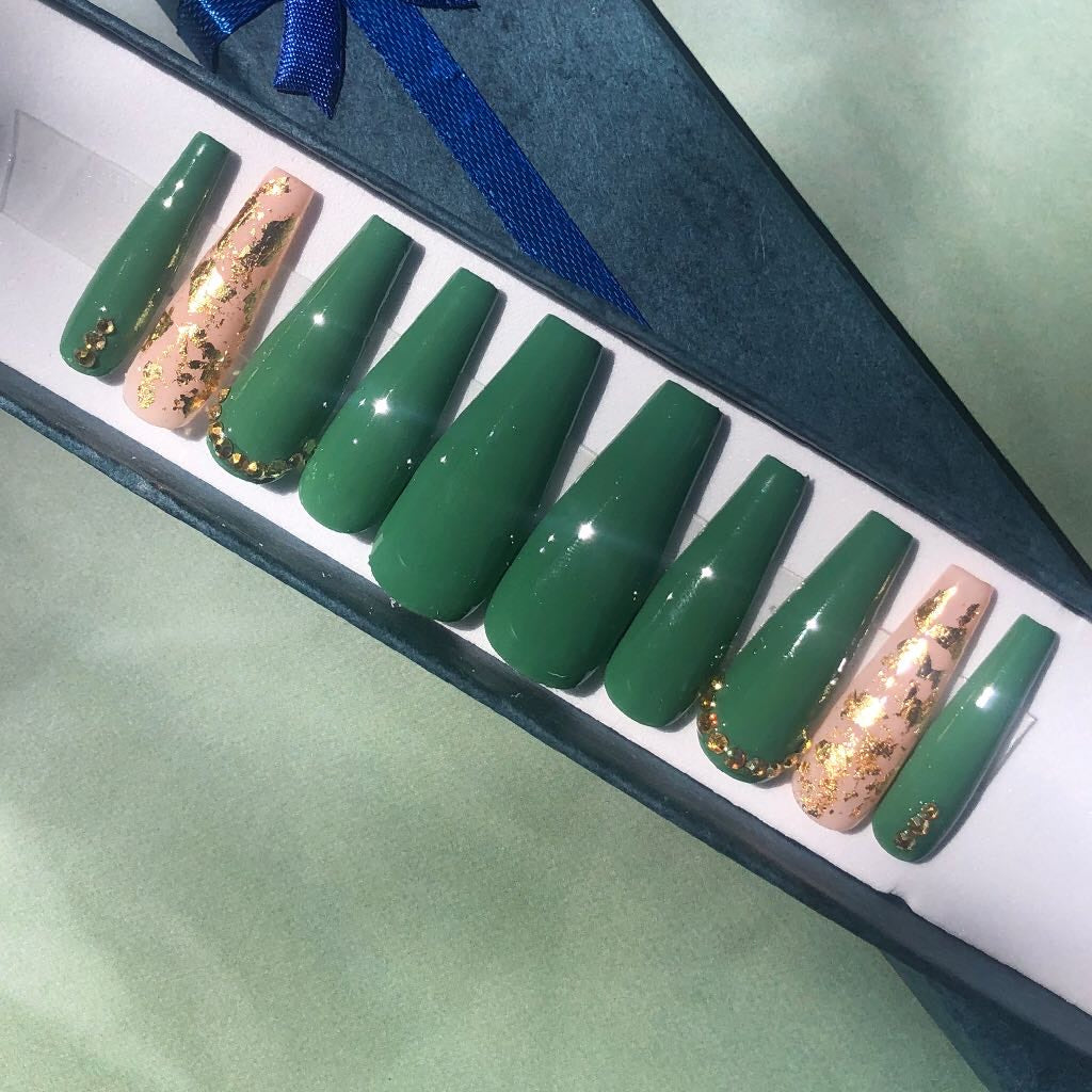 Dark Green And Gold Bling Set
