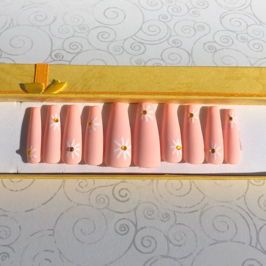 Peach Floral Daisy Bling Set