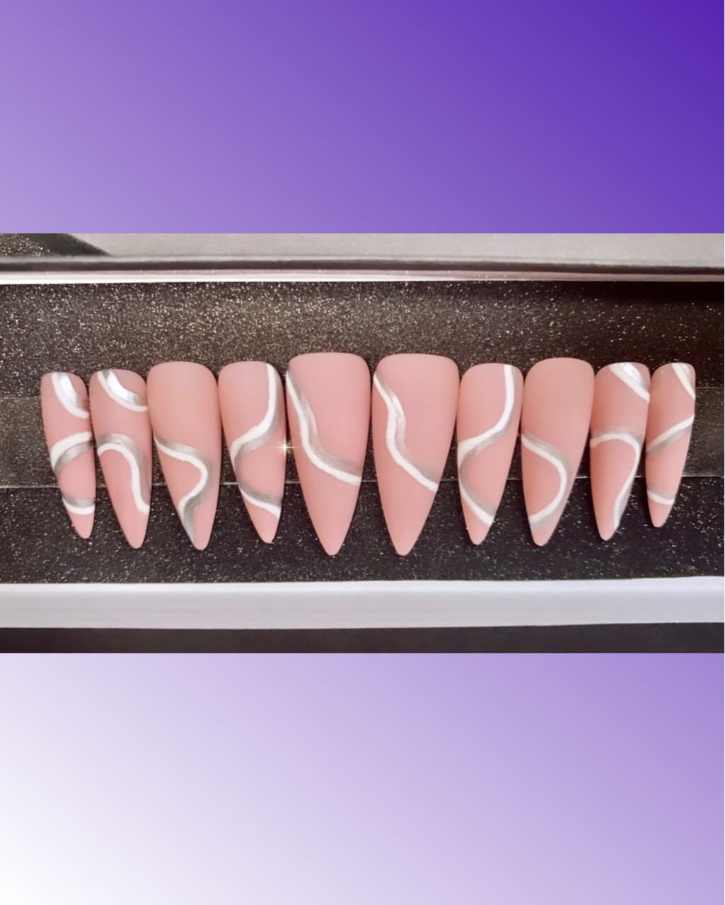 Long almond stiletto nude pink