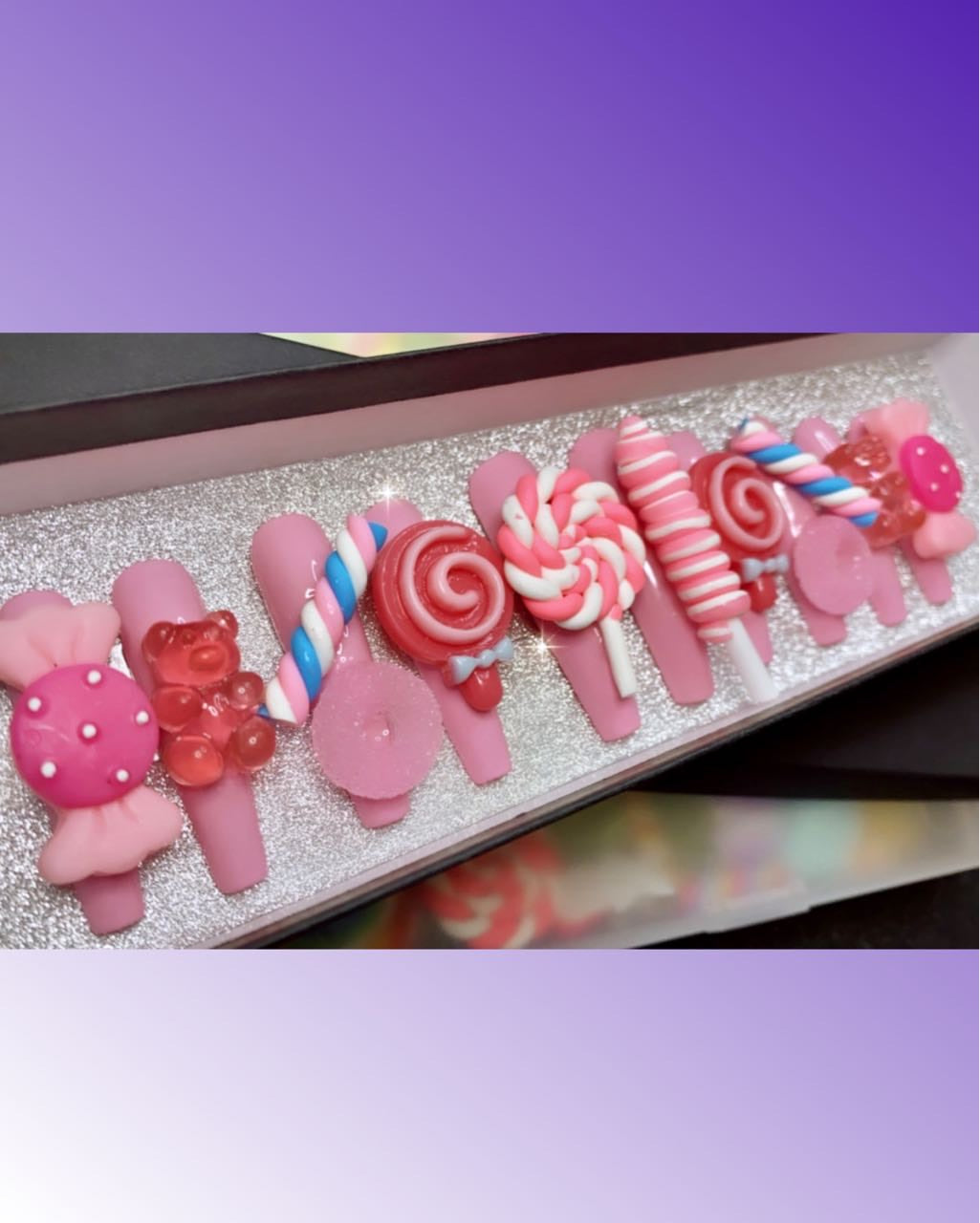 XL coffin candy pink nails