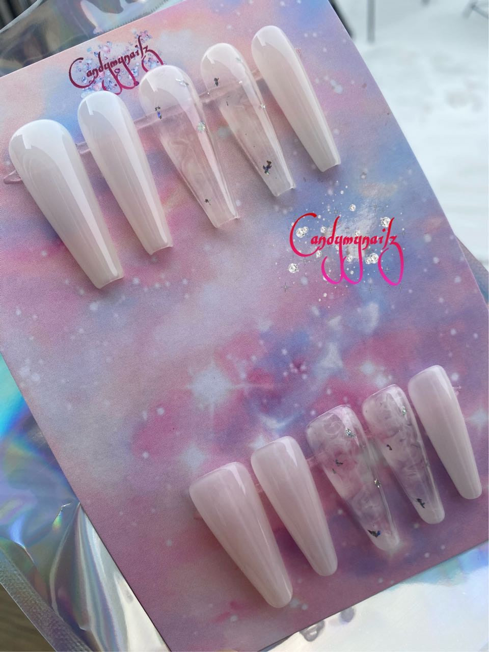 Milky wizard press on nails