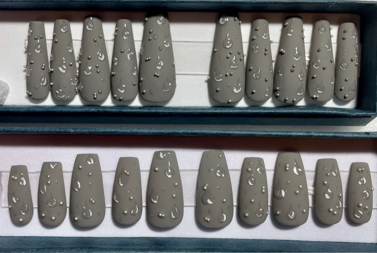 Matte Gray Moody Press On Nails | Fake Nails | Glue On Nails | Stick On Nails