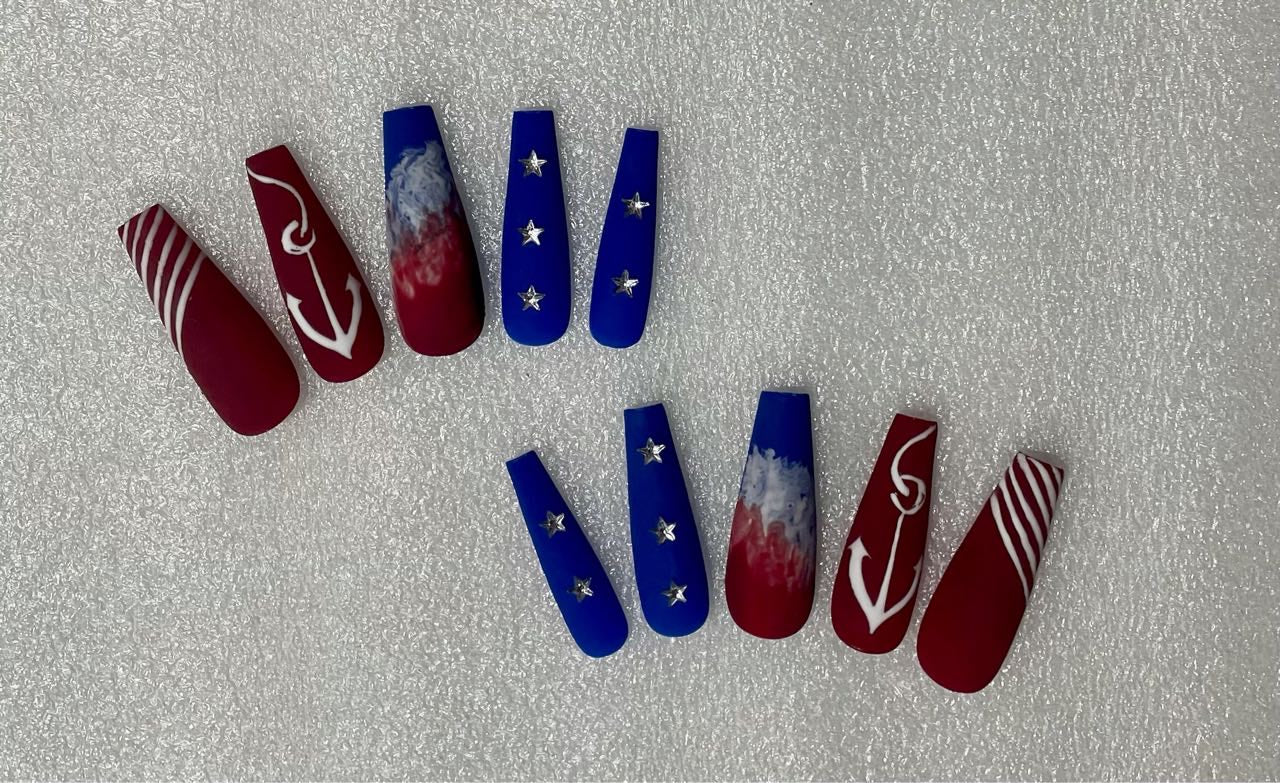 Matte Patriotic 4th of July Themed Press On Nails | Fake Nails | Glue On Nails | Stick On Nails