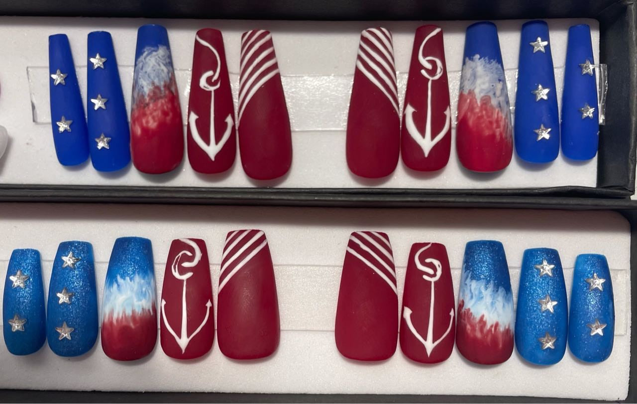 Matte Patriotic 4th of July Themed Press On Nails | Fake Nails | Glue On Nails | Stick On Nails