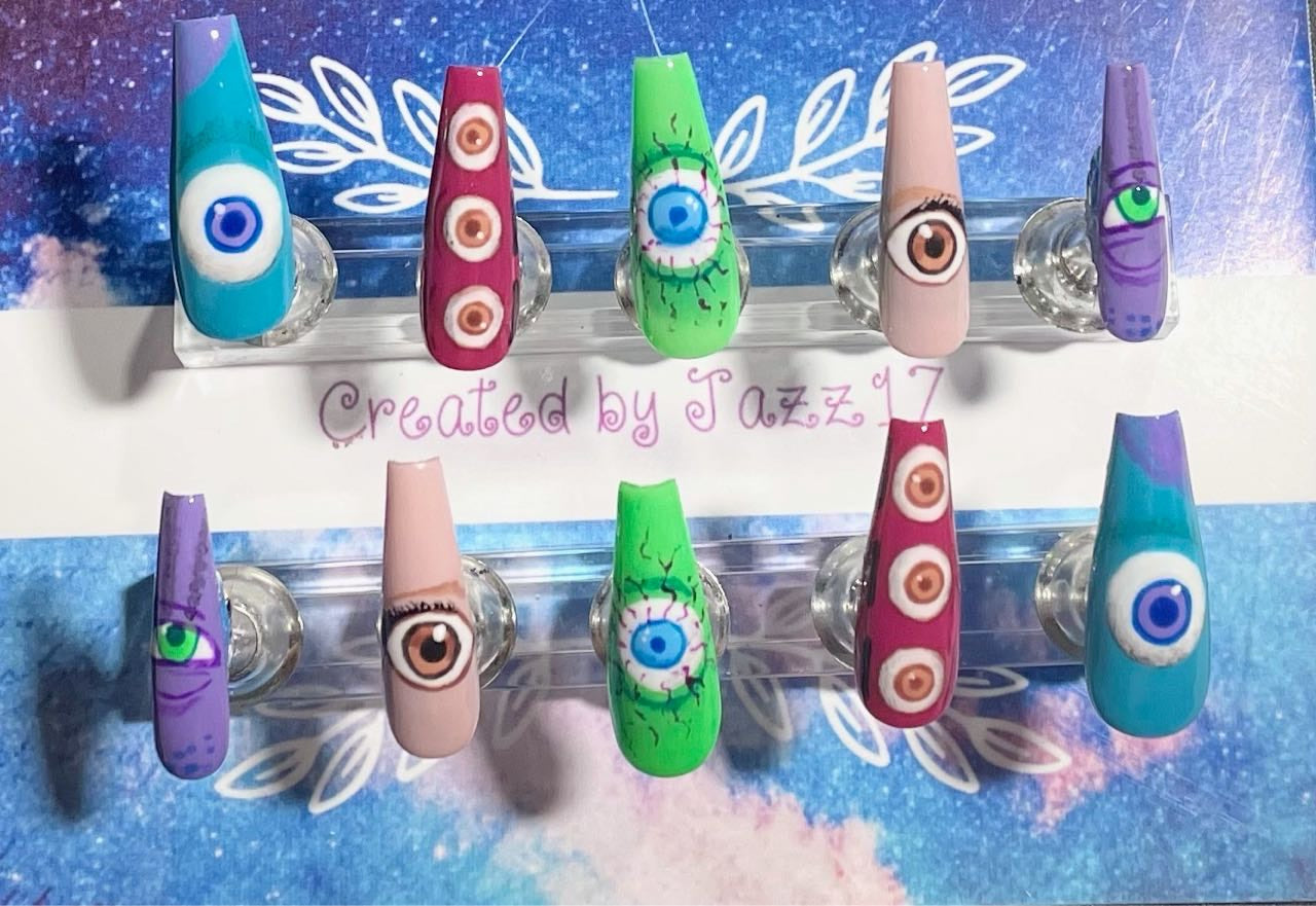 Monster Inc Press On Nails | Halloween | Fake Nails | Glue On Nails | Stick On Nails