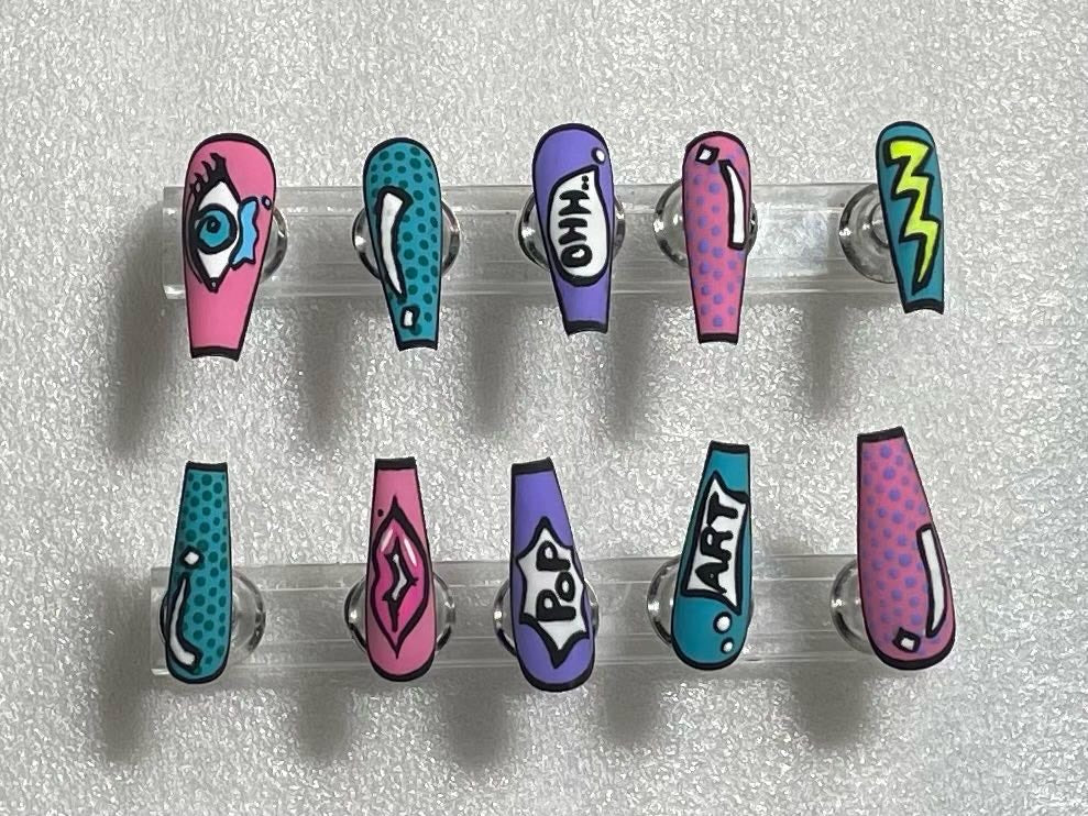 Pop Art Matte Press On Nails | Fake Nails | Glue On Nails | Stick On Nails