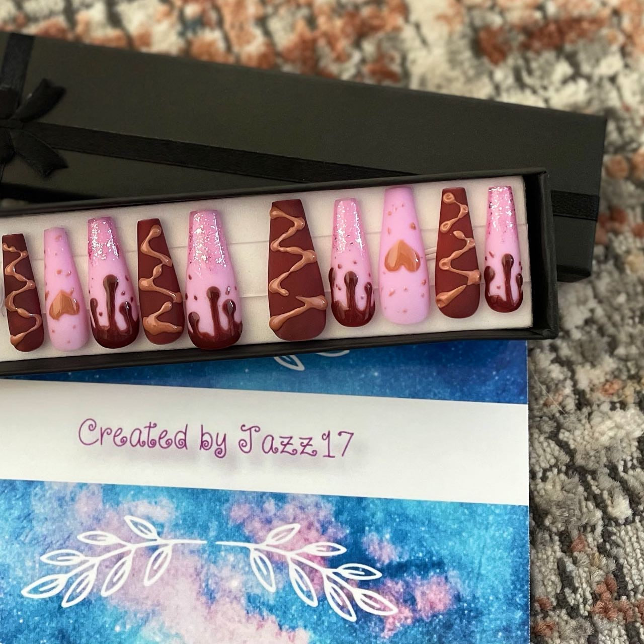 Chocolate Caramel Press On Nails | Fake Nails | Glue On Nails | Stick On Nails